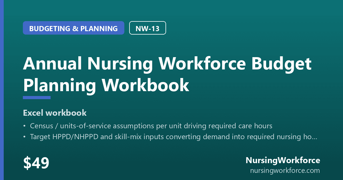 Annual Nursing Workforce Budget Planning Workbook